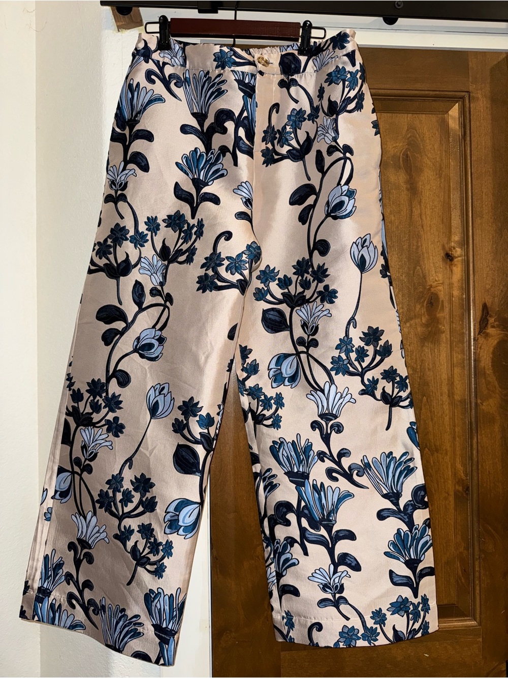 High-Rise Wide Leg Pants in Blush Pink Floral